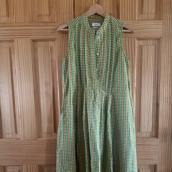 Toast Flora Check Seersucker Dress, Sea Green/Taupe, 6 - Picture 3 of 8